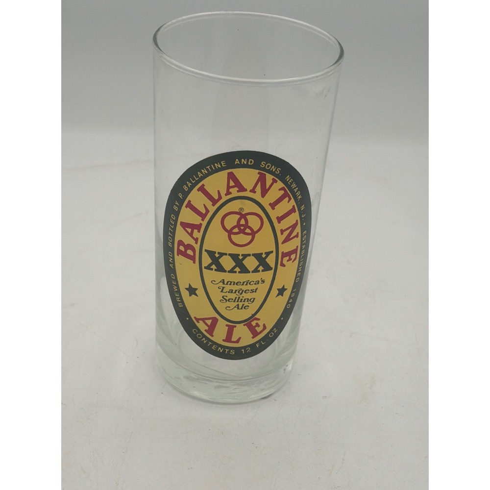 Vintage Ballantine XXX Ale Glass 12 oz America's Largest Selling Ale Logo Newark